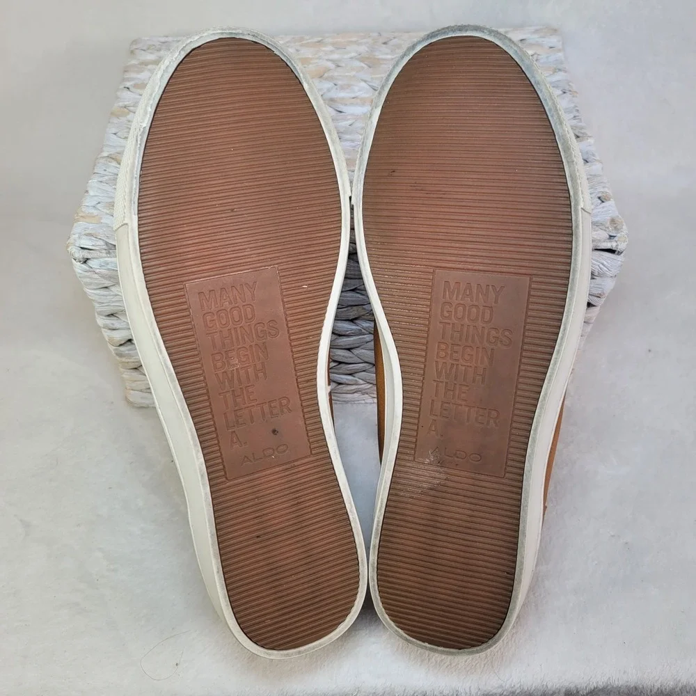 Aldo Brown Leather Casual‎ Sneakers Comfy Shoes Mens 11 Casual Modern Preppy Dad